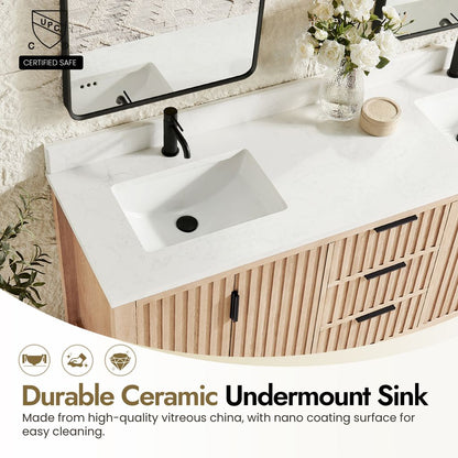 Shenzhen 72" Double Sink Bath Vanity in Aged Natural Oak