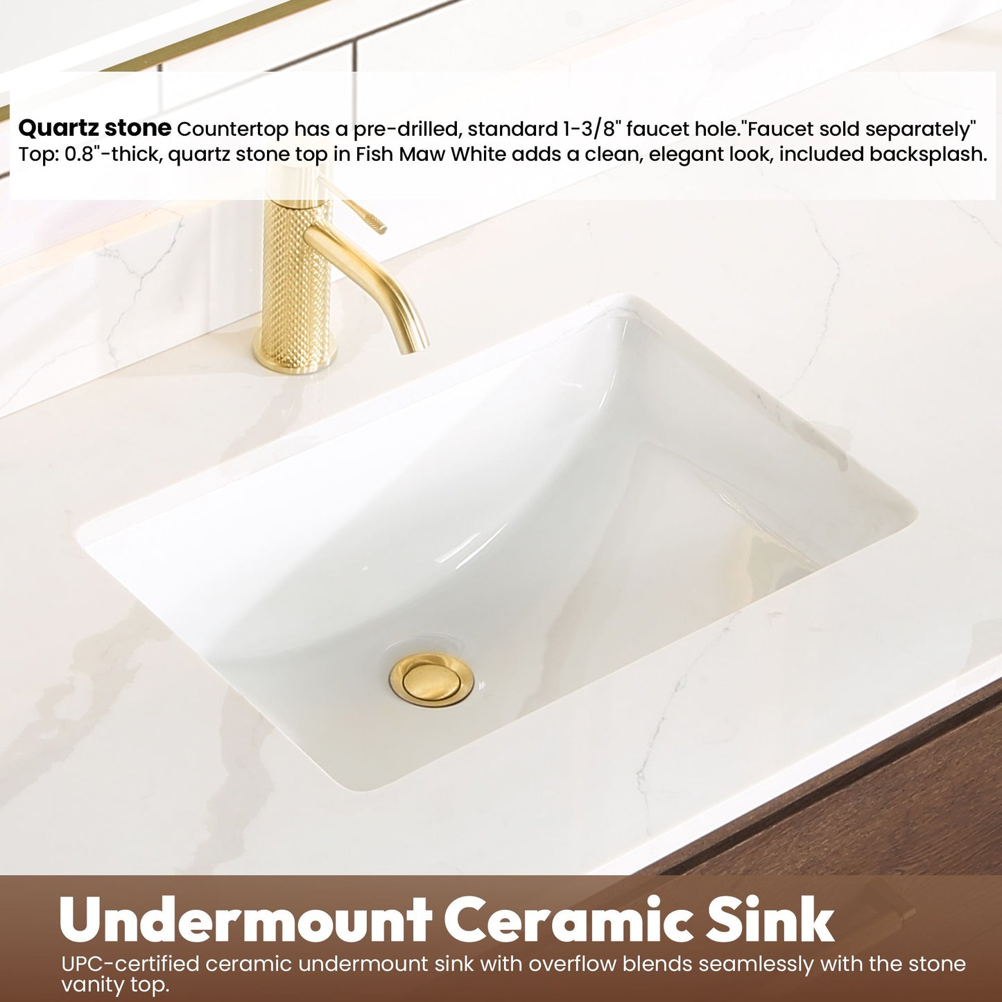 Cristo 72" Floating Double Bath Vanity in Aged Dark Brown Oak with Fish Maw White Quartz Stone Top