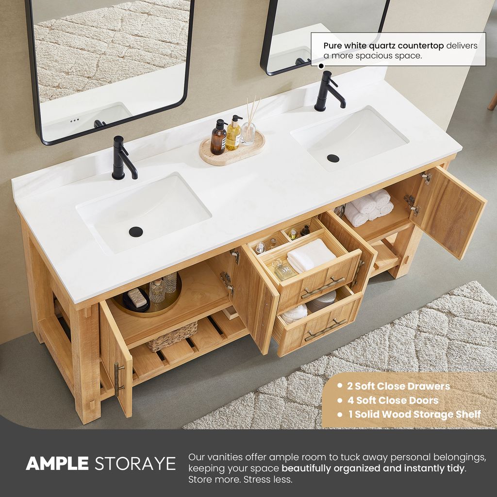 Paris 72" Free-standing Double Bath Vanity in Acacia Classic Grey