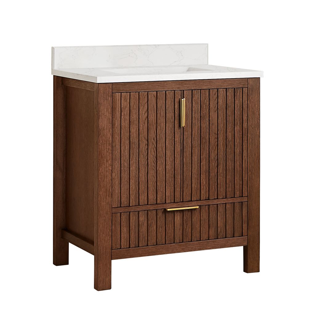 Shenzhen 30" Single Sink Bath Vanity in Aged Dark Brown Oak