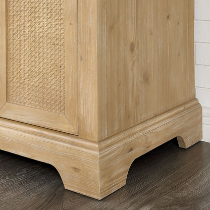 Hervas 72" Free-standing Double Bath Vanity in Fir Wood Brown with White Natural Carrara Marble Top