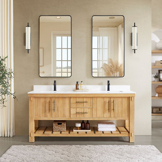 Paris 72" Free-standing Double Bath Vanity in Acacia Classic Grey