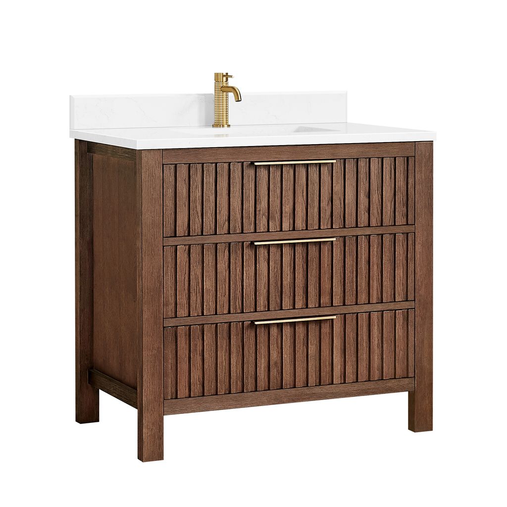 Shenzhen 36" Single Sink Bath Vanity in Aged Dark Brown Oak