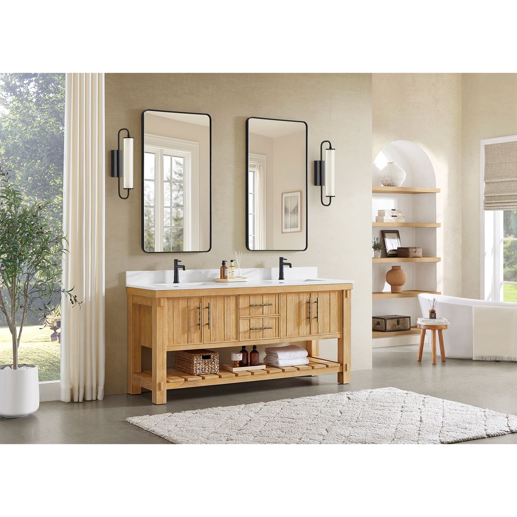 Paris 72" Free-standing Double Bath Vanity in Acacia Classic Grey