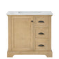 Hervas 36" Free-standing Single Bath Vanity in Fir Wood Brown with White Natural Carrara Marble Top