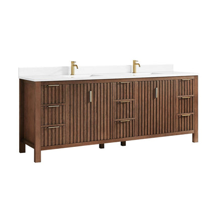 Shenzhen 84" Double Sink Bath Vanity in Aged Dark Brown Oak