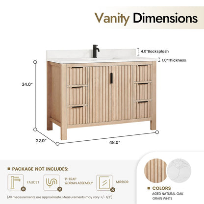 Shenzhen 48" Single Sink Bath Vanity in Aged Natural Oak