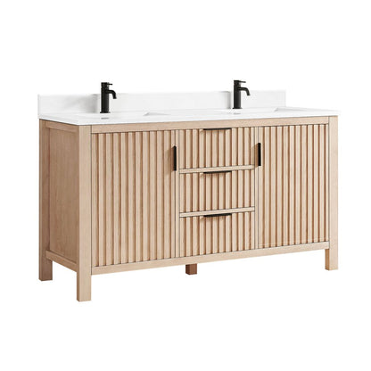Shenzhen 60M" Double Sink Bath Vanity in Aged Natural Oak