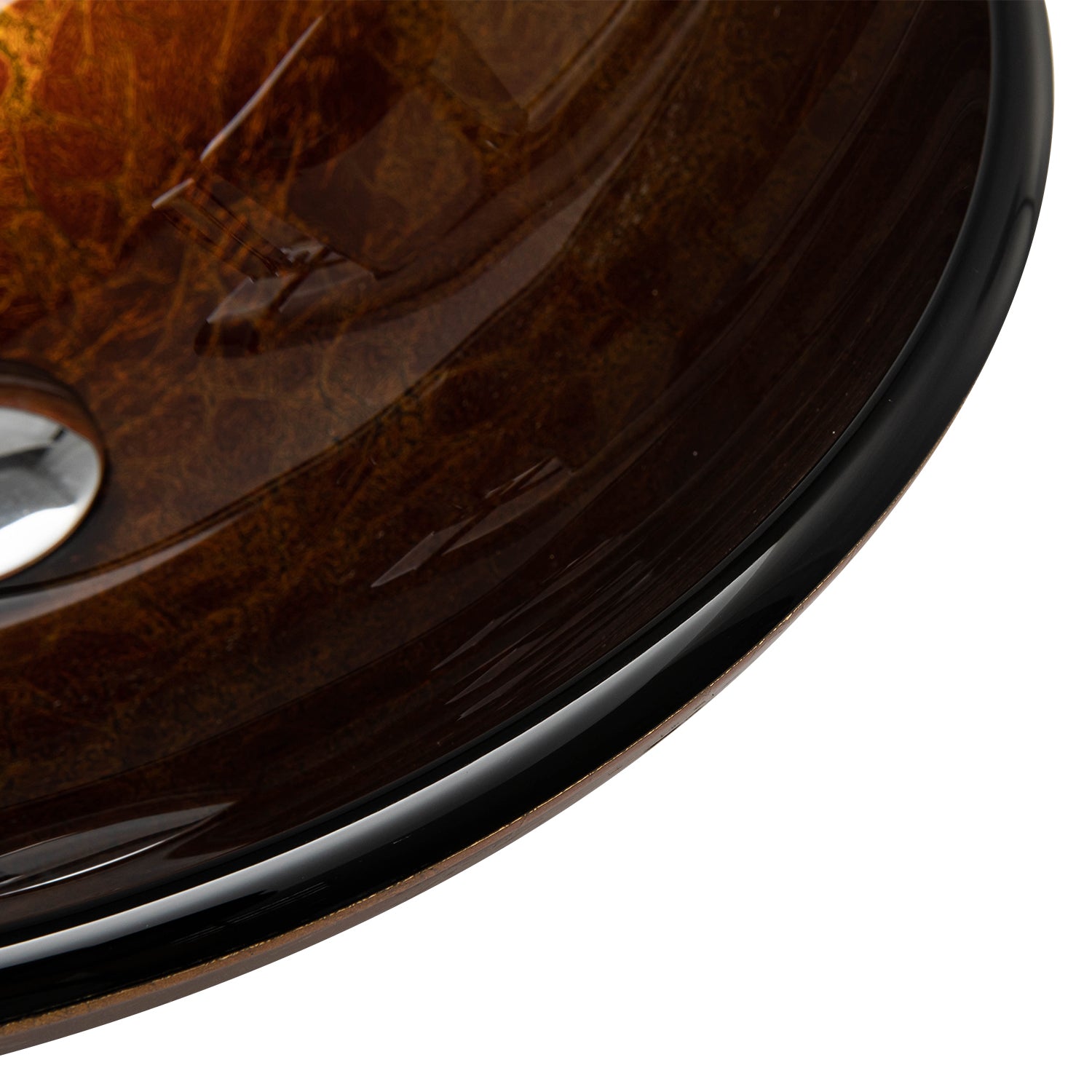 Vinnova Enna Reddish Brown Glass Circular Vessel Bathroom Sink without Faucet