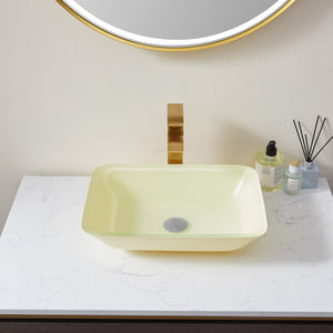 Open image in slideshow, Vinnova Tudela Glass Rectangular Vessel Bathroom Sink without Faucet
