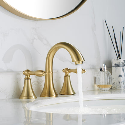 Vinnova Florence Two-Handle 8" Widespread Bathroom Faucet in Brushed Gold or Polished Chrome