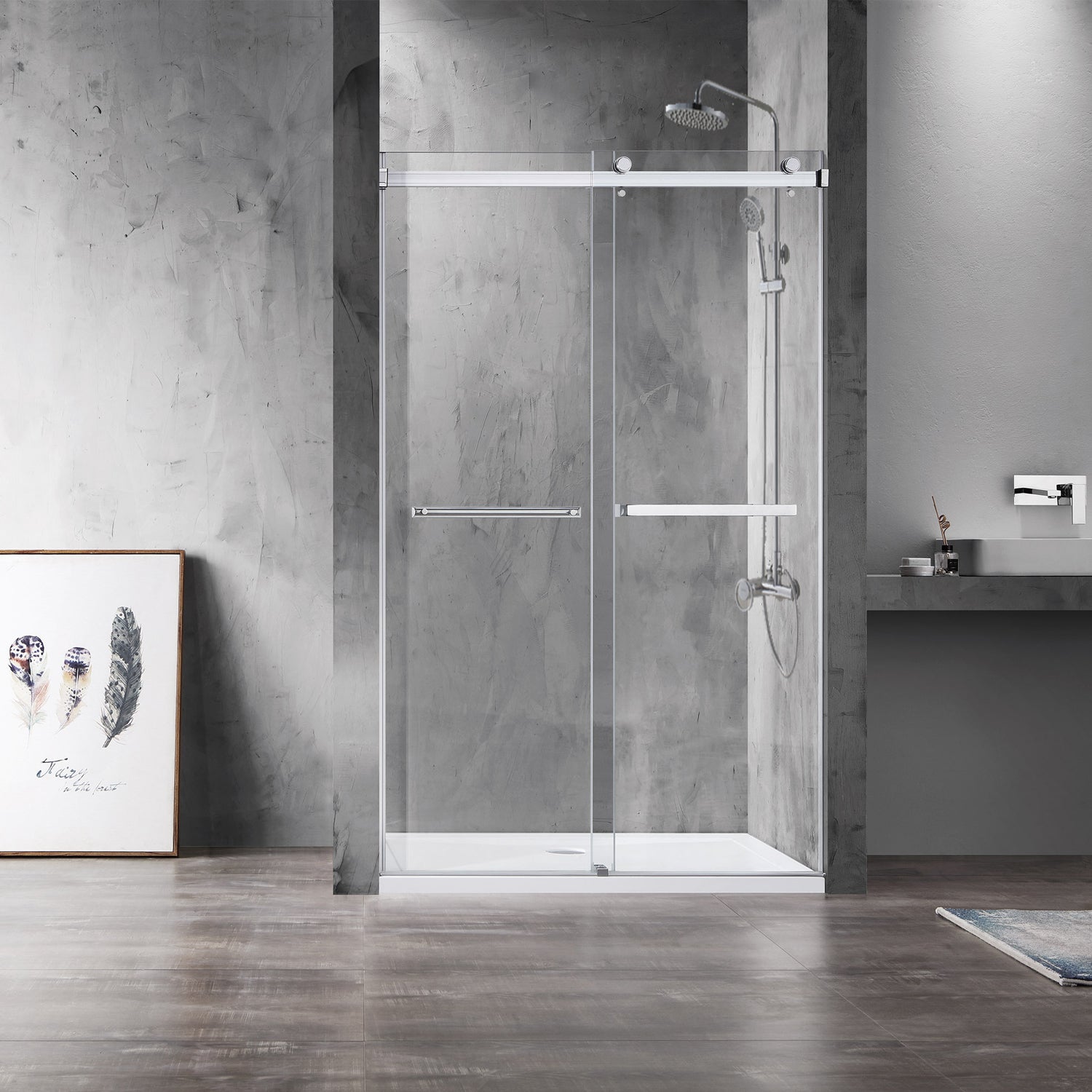 Villena Rectangle Single Sliding Frameless Shower Enclosure – Vinnova Design