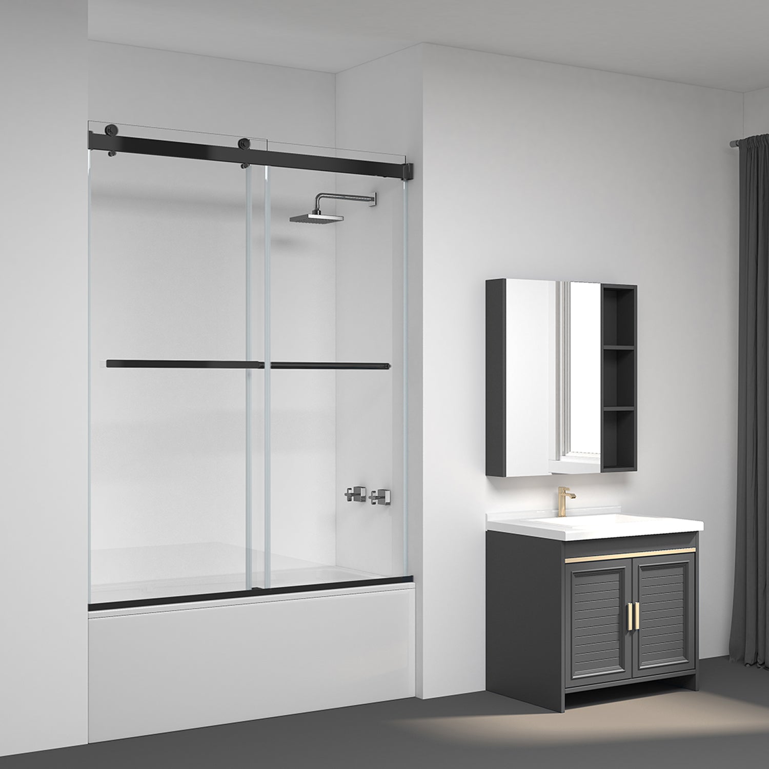Vinnova Spezia Double Sliding Frameless Tub Door