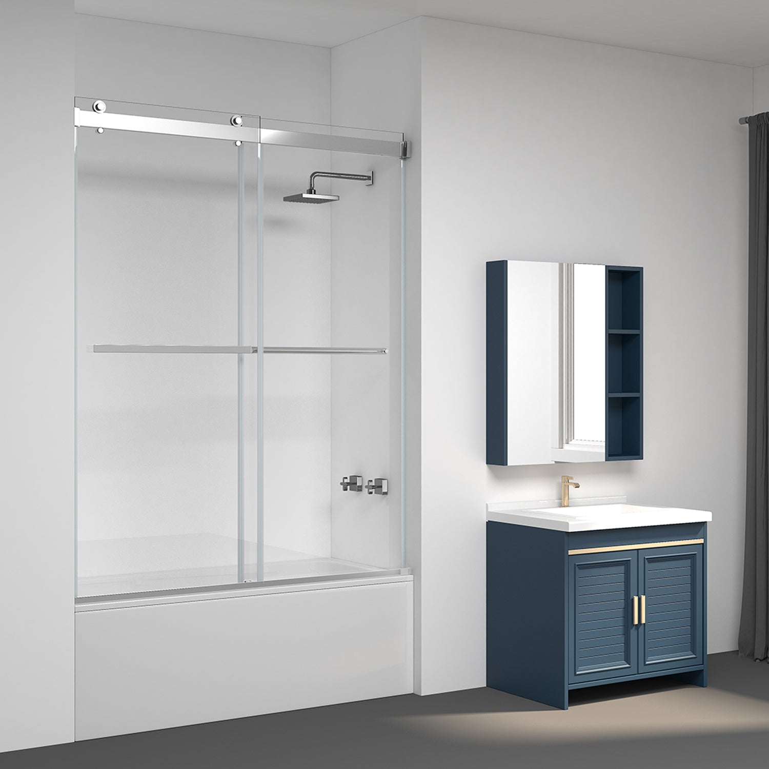 Vinnova Spezia Double Sliding Frameless Tub Door