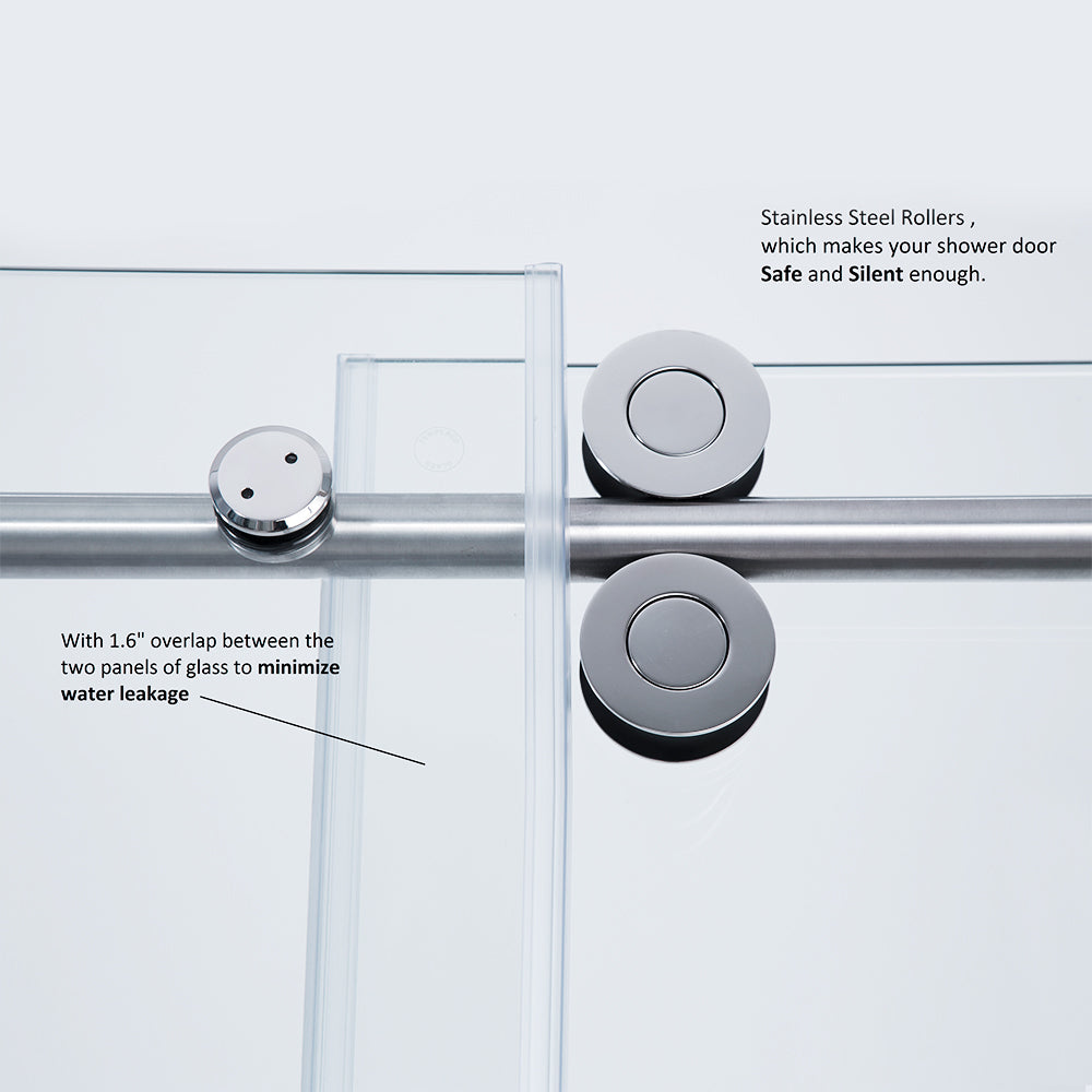 Vinnova Massa Single Sliding Frameless Shower Door in Brushed Gold
