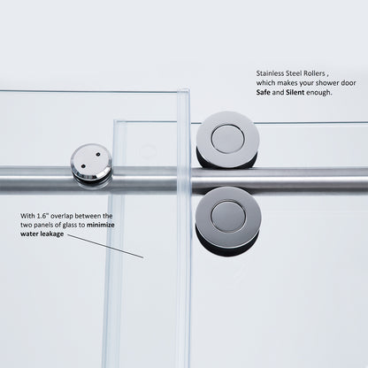 Vinnova Massa Single Sliding Frameless Shower Door in Brushed Gold