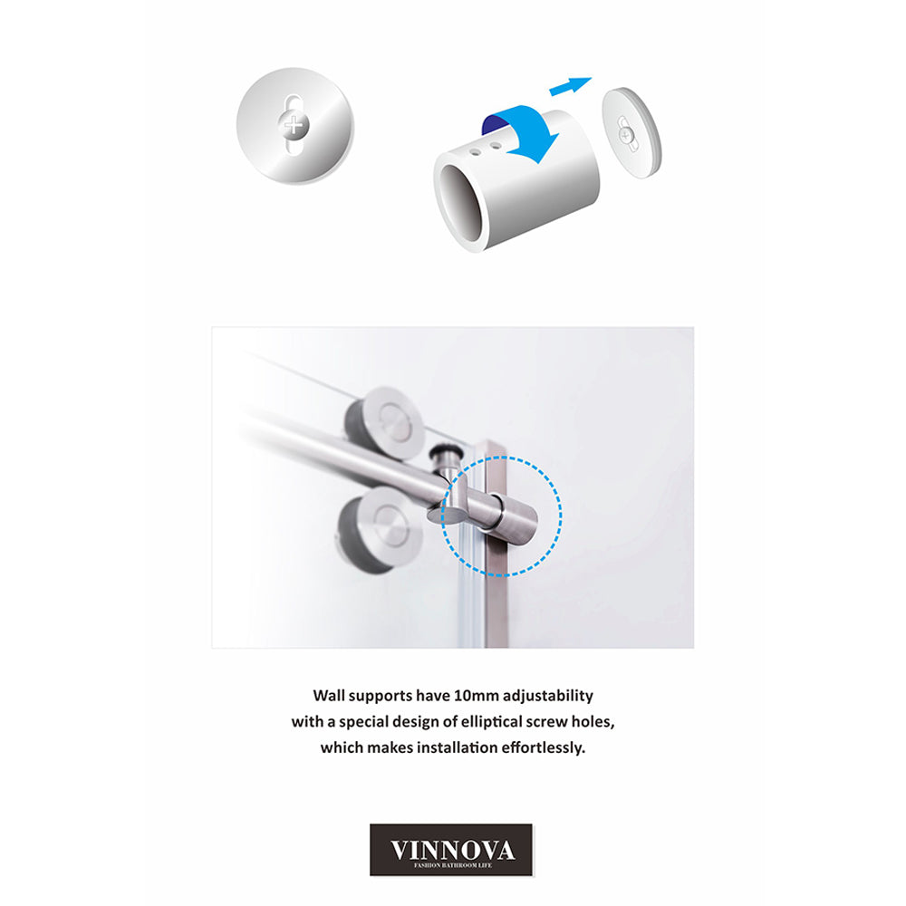 Vinnova Massa Single Sliding Frameless Shower Door in Brushed Gold