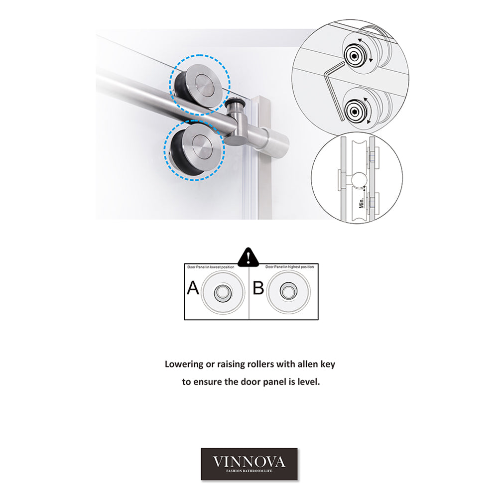 Vinnova Massa Single Sliding Frameless Shower Door in Brushed Gold