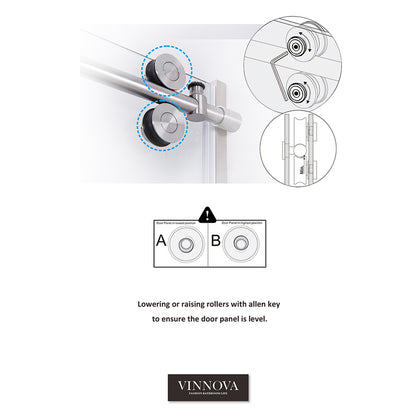 Vinnova Massa Single Sliding Frameless Shower Door in Brushed Gold