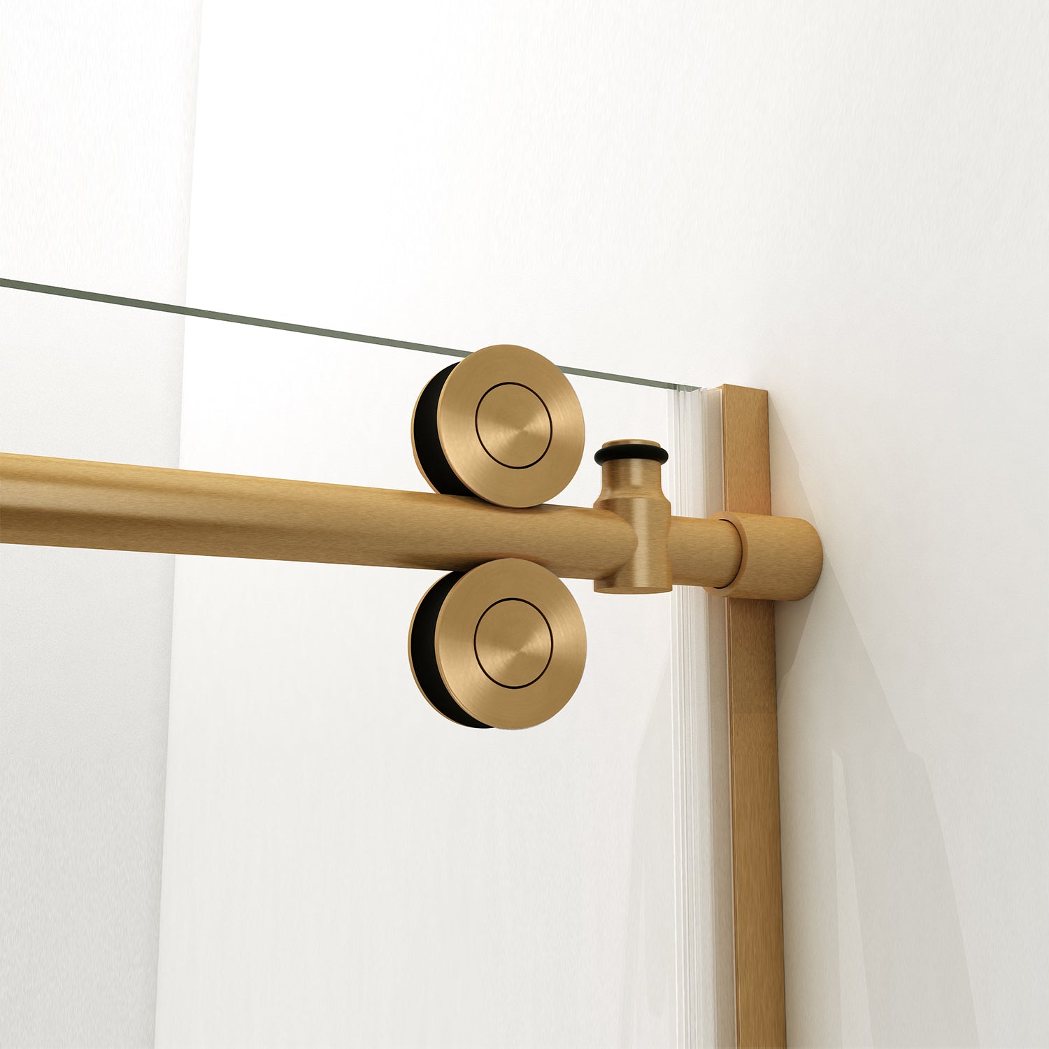 Vinnova Massa Single Sliding Frameless Shower Door in Brushed Gold
