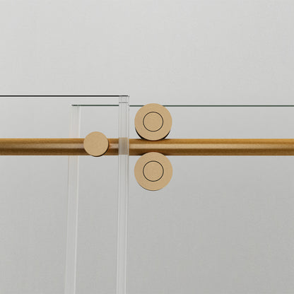 Vinnova Massa Single Sliding Frameless Shower Door in Brushed Gold