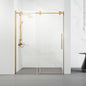Vinnova Massa Single Sliding Frameless Shower Door in Brushed Gold