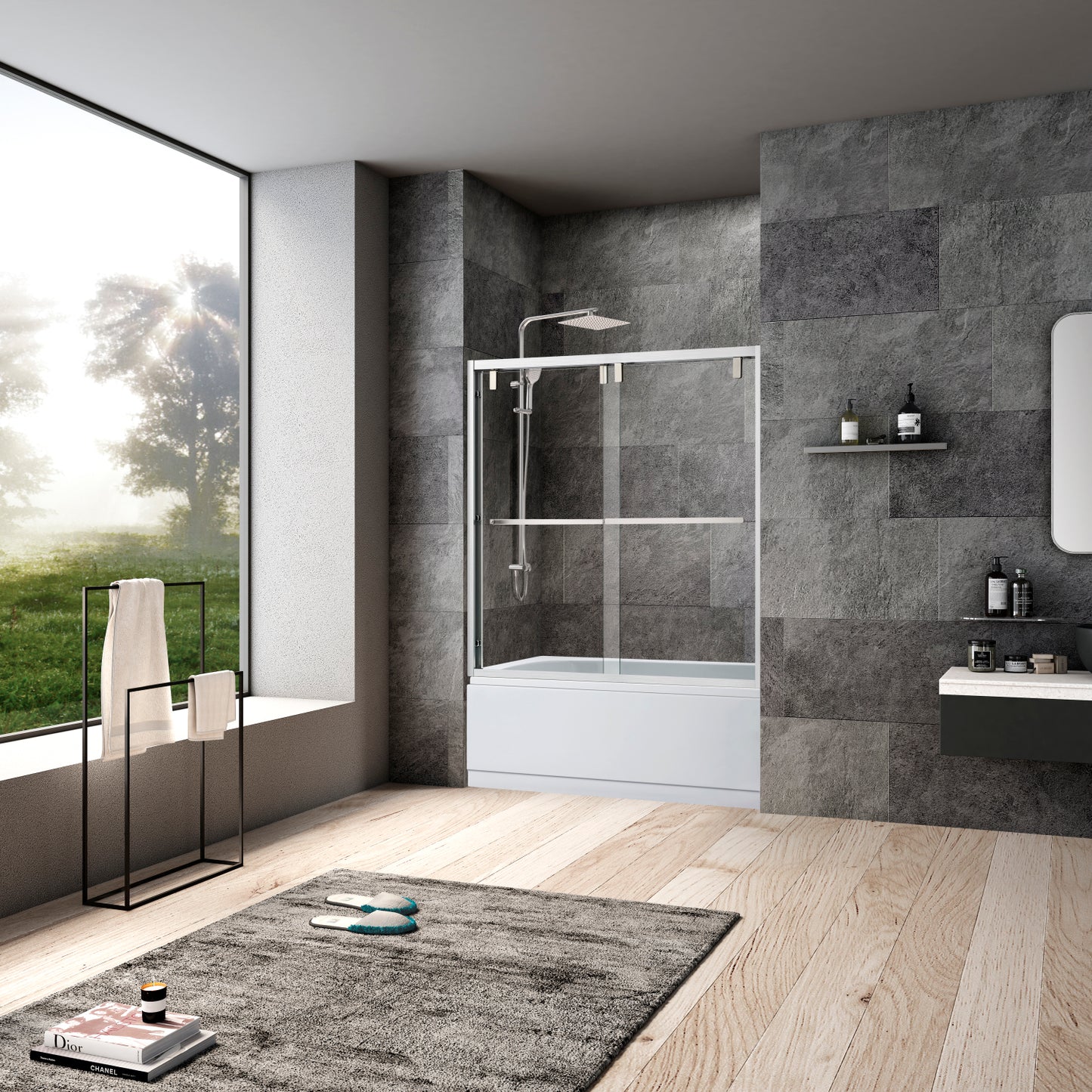 Vinnova 60" Brescia Double Sliding Framed Tub Door