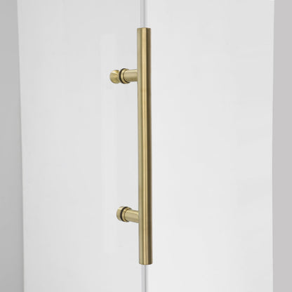 Villena Single Sliding Frameless Tub Door in Brushed Gold - 60" W x 58" H