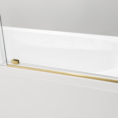 Villena Single Sliding Frameless Tub Door in Brushed Gold - 60" W x 58" H