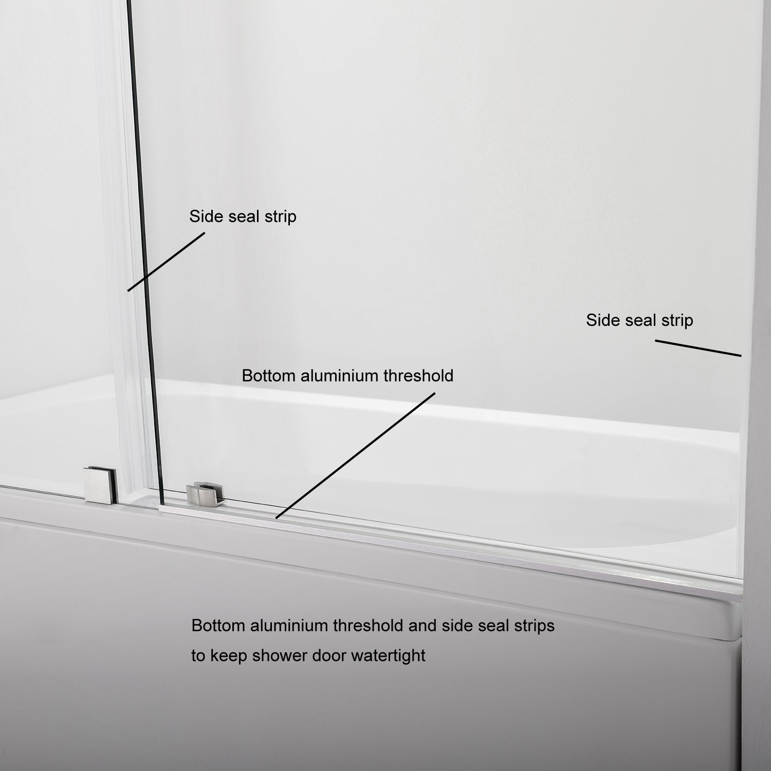 Villena Single Sliding Frameless Tub Door - 60" W x 58" H