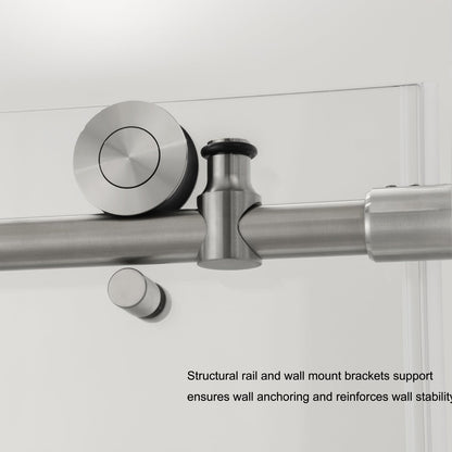 Villena Single Sliding Frameless Tub Door in Brushed Gold - 60" W x 58" H