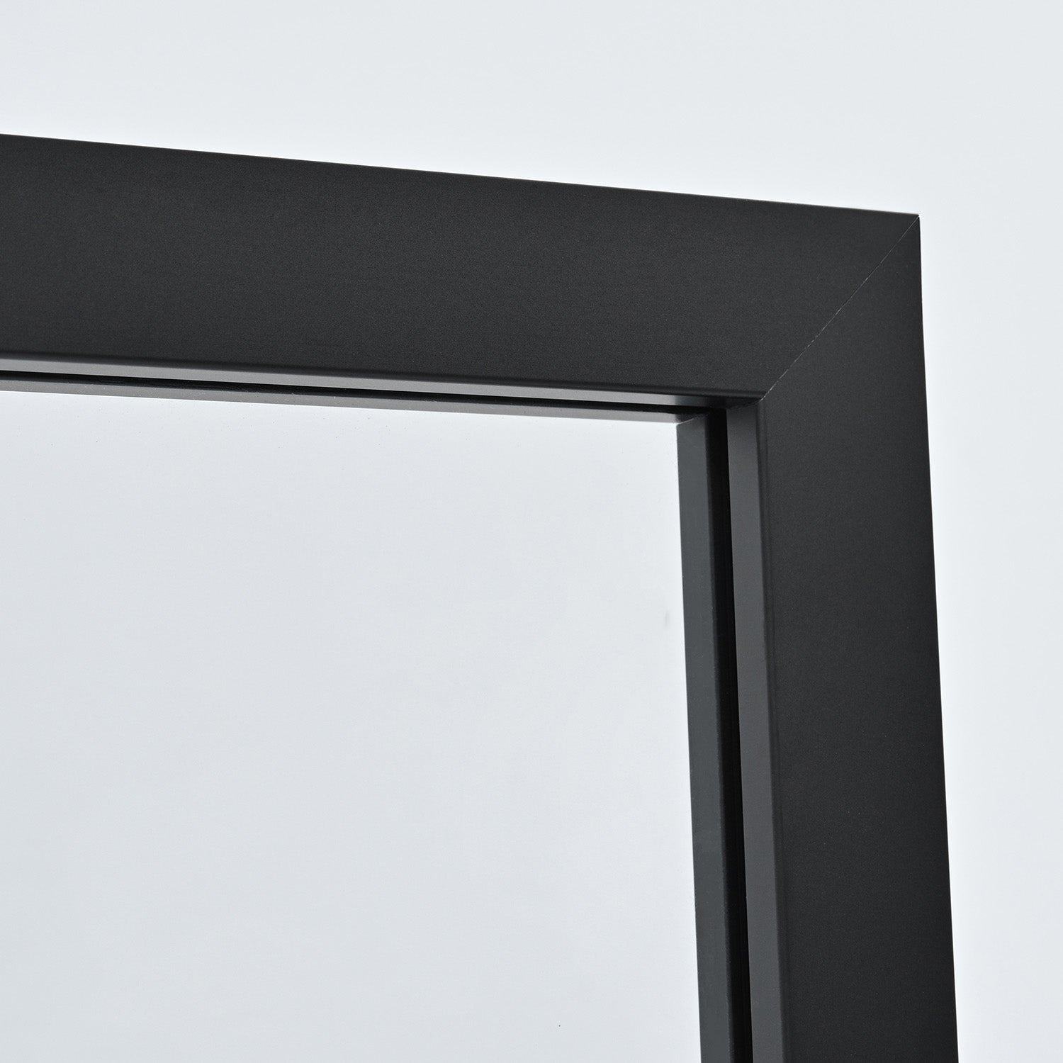 Puerto 34" W x 74" H Framed Fixed Glass Panel in Matte Black