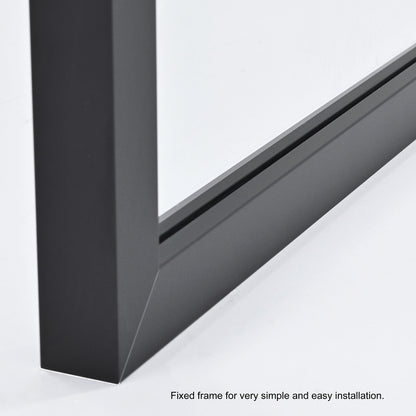 Azpeitia 34" W x 74" H Framed Fixed Glass Panel in Matte Black