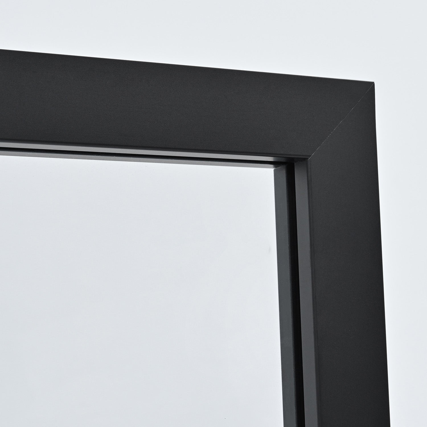 Azpeitia 34" W x 74" H Framed Fixed Glass Panel in Matte Black