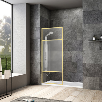 Tafalla 34" W x 74" H Frameless Fixed Glass Panel