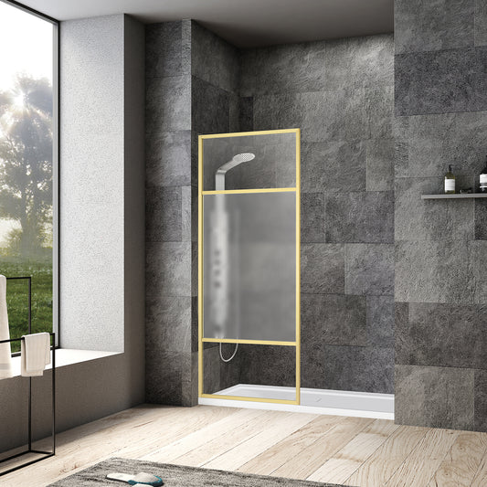Tafalla 34" W x 74" H Frameless Fixed Glass Panel
