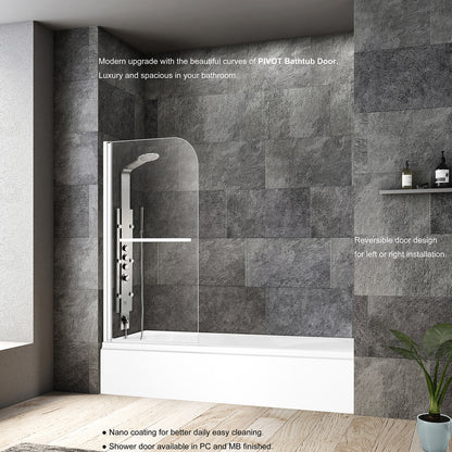 Olivenza Hinged Frameless Tub Door - 31" W x 55" H