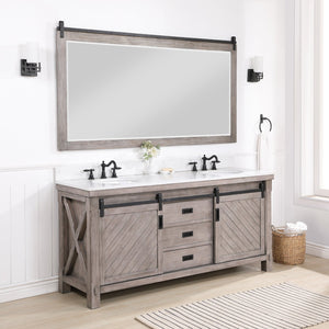 Cortes 72" Double Sink Bath Vanity in Classical Grey with White Composite Countertop