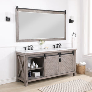 Cortes 72" Double Sink Bath Vanity in Classical Grey with White Composite Countertop