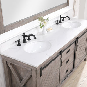 Cortes 72" Double Sink Bath Vanity in Classical Grey with White Composite Countertop