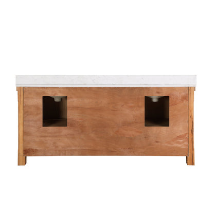 Cortes 72" Double Sink Bath Vanity in Weathered Pine with White Composite Countertop