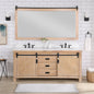 Cortes 72" Double Sink Bath Vanity in Weathered Pine with White Composite Countertop