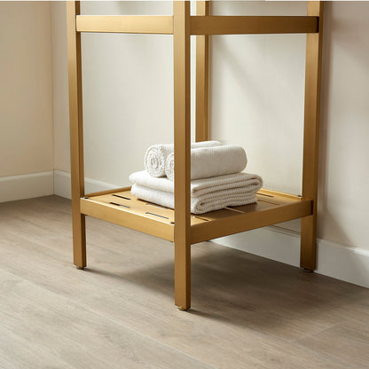 Vinnov Ablitas Single Sink Bathroom Vanity with Metal Support and White One-Piece Composite Stone Sink Top