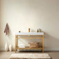 Ablitas 48" Single Sink Bathroom Vanity in Brushed Gold Metal Support and White One-Piece Composite Stone Sink Top