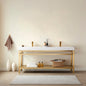 Ablitas Double Sink Bathroom Vanity with Metal Support and White Composite Stone Sink Top