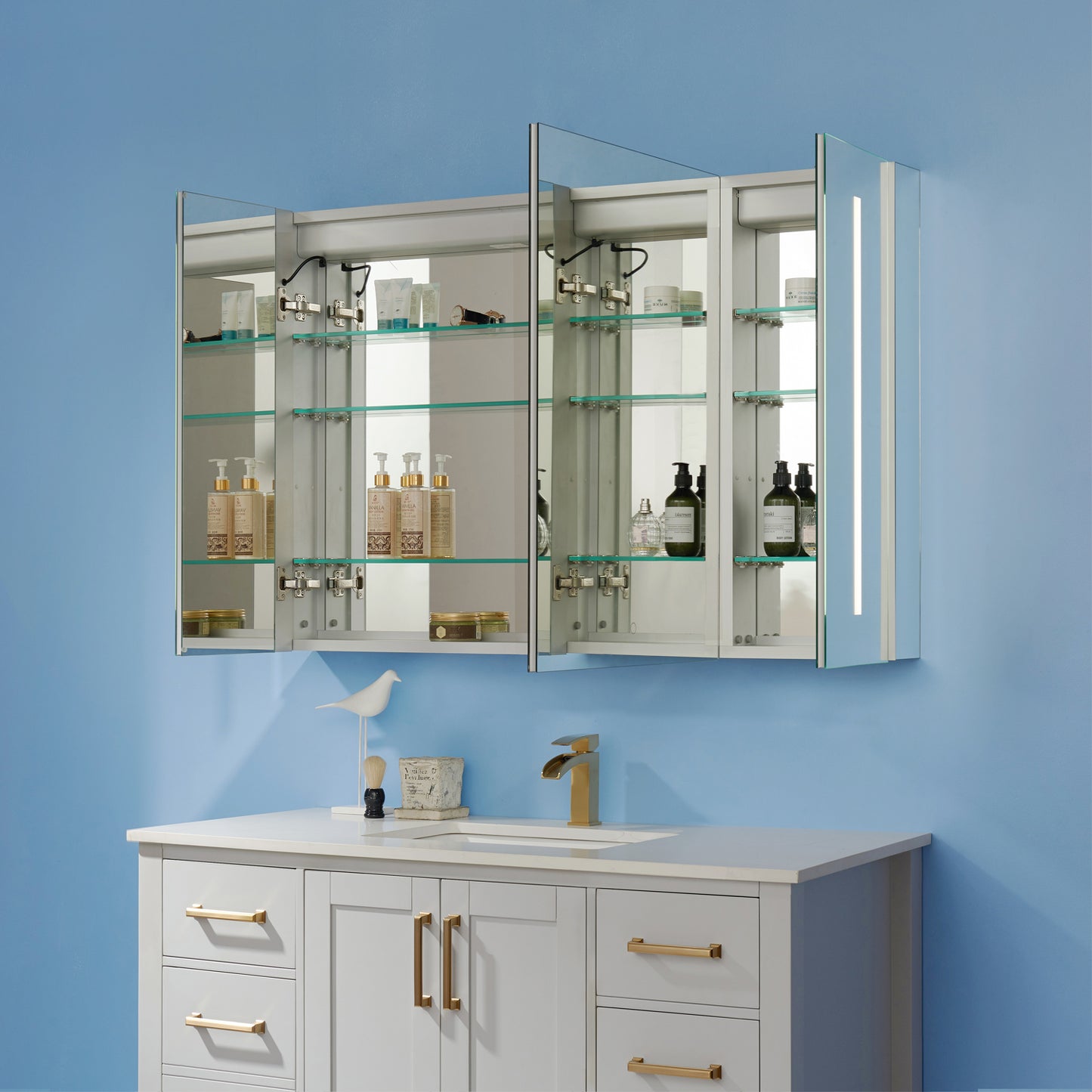 Vinnova Rieti Rectangle Frameless Lighted Medicine Cabinet Wall Mounted Mirror