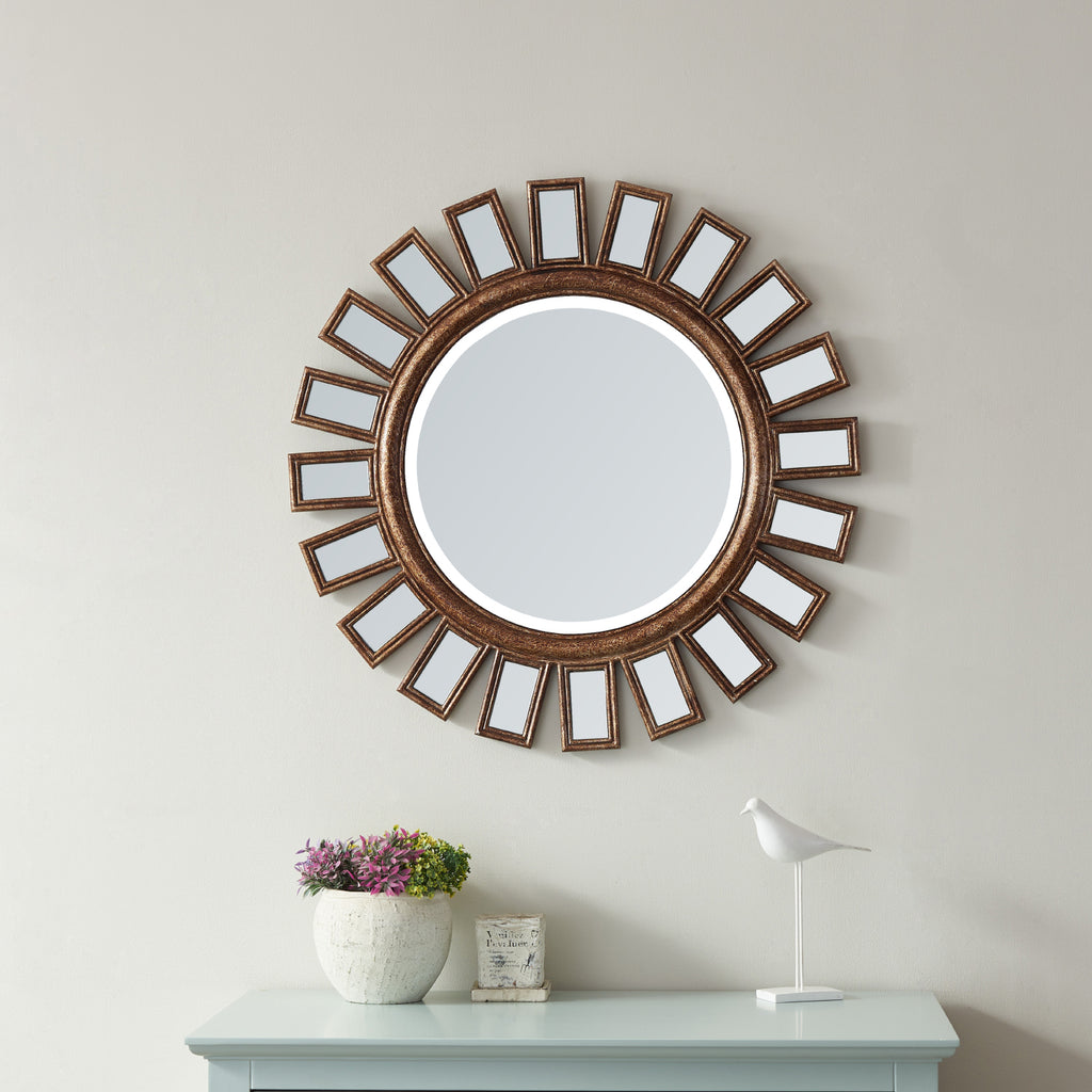 Avellino 30" Circle Bathroom/Vanity Antique Brass framed Wall Mirror
