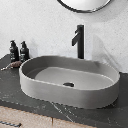 Eibar Grey Concrete Oval Vessel Bathroom Sink