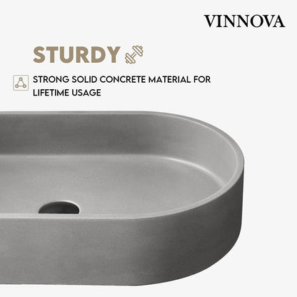 Eibar Grey Concrete Oval Vessel Bathroom Sink