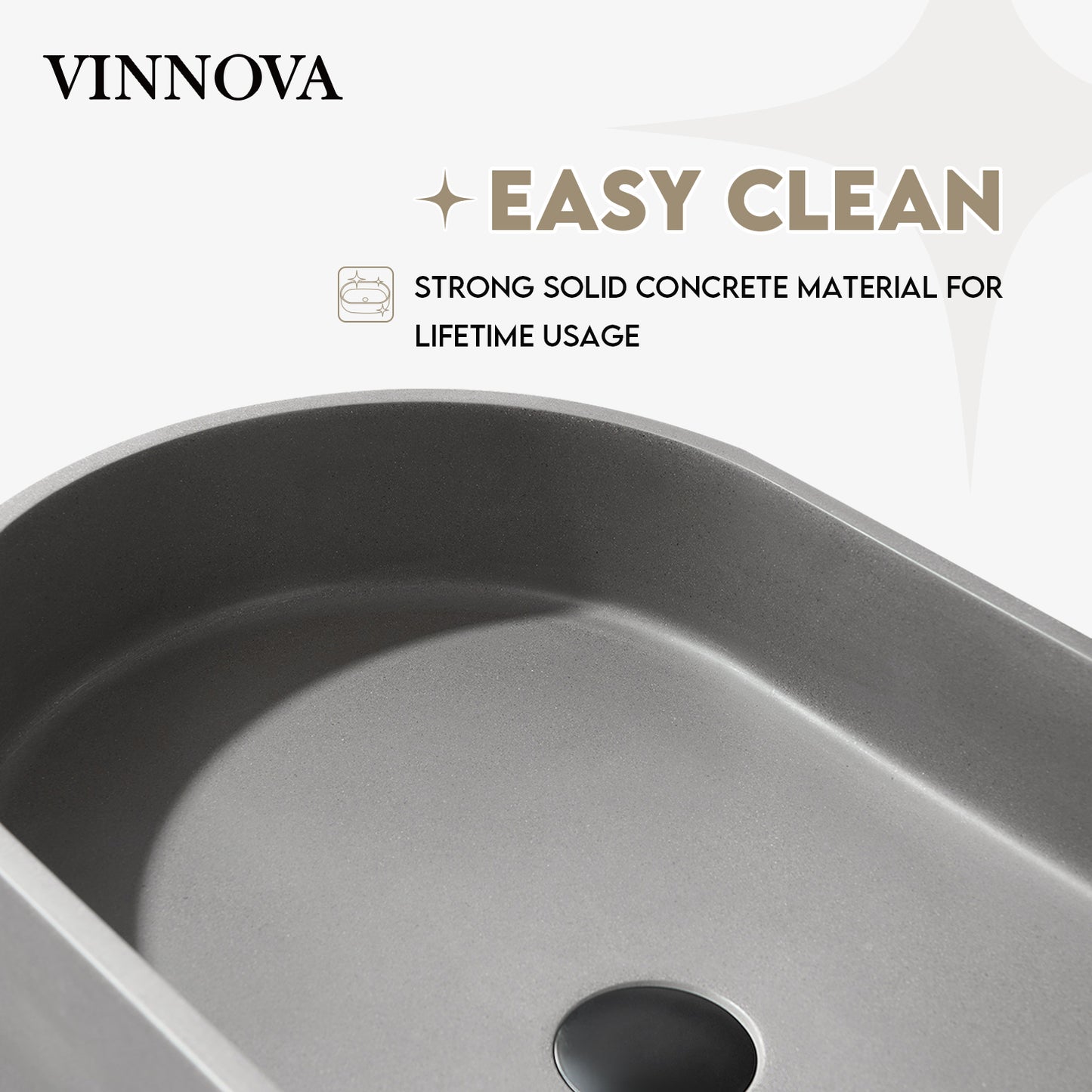 Eibar Grey Concrete Oval Vessel Bathroom Sink